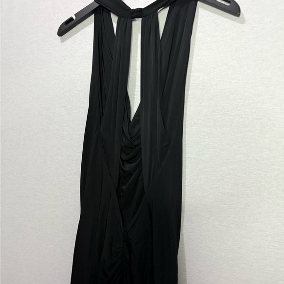 MARCIANO Black Dress with Cowl Neck, Low Back, and Ruffle Detailing - Picture 8 of 8